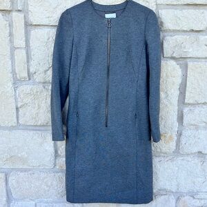 Akris Punto Zipper Accent Heather Gray Sheath Dress Size 6